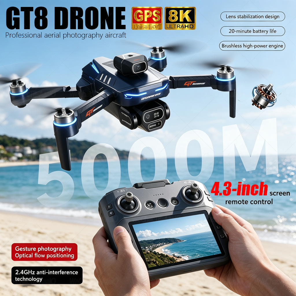 Drone Gimbal Brushless - YENİ GT8 HD RC Drone 4K
